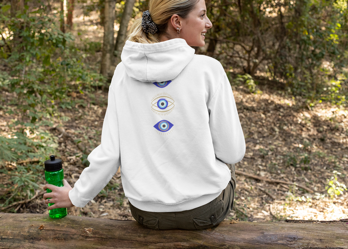 Evil Eye Pattern Hoodie - Trendy Protection Against the Evil Eye