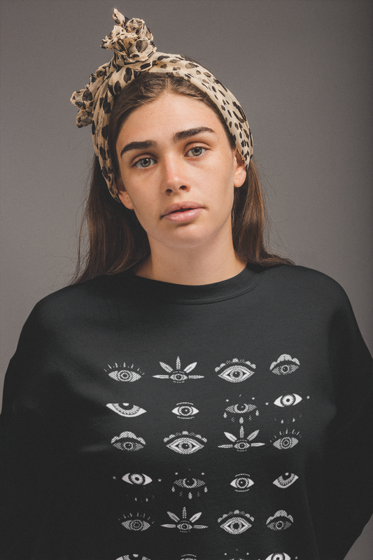 Protect Yourself in Style with our Evil Eye Pattern Sweatshirt