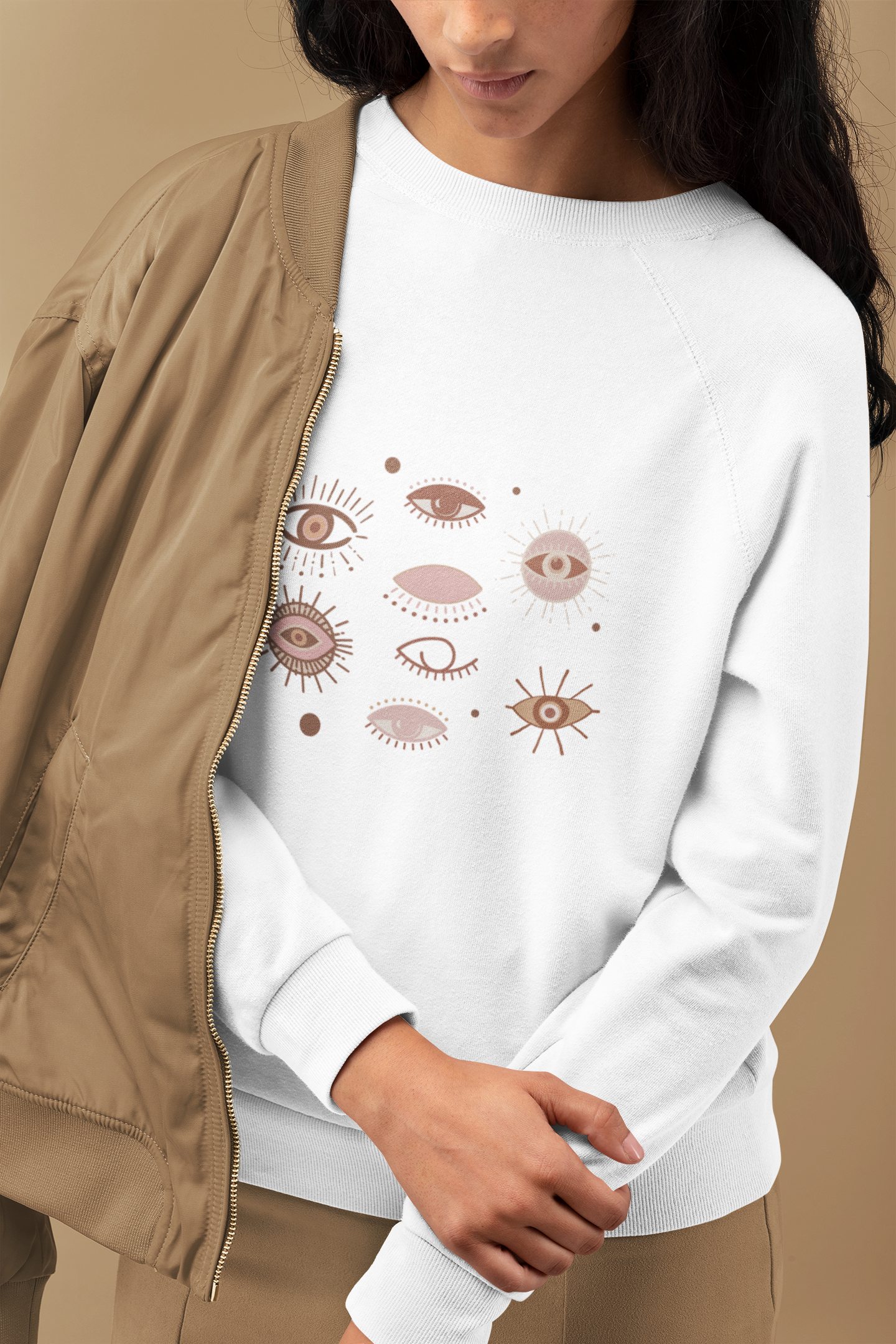 Make a Statement with our Expressive Evil Eye Crewneck Sweatshirt