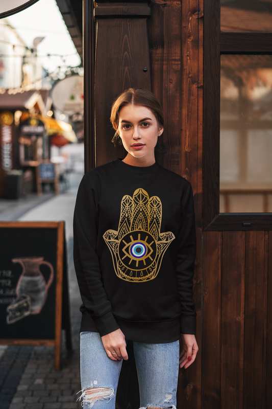 Divine Protection: Hamsa Hand Evil Eye Sweatshirt